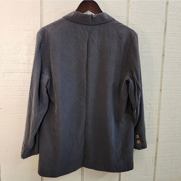 SAKS FIFTH AVENUE Real Clothes Silk Navy Blue Blazer Light-weight Suit Jacket - Picture 8 of 12